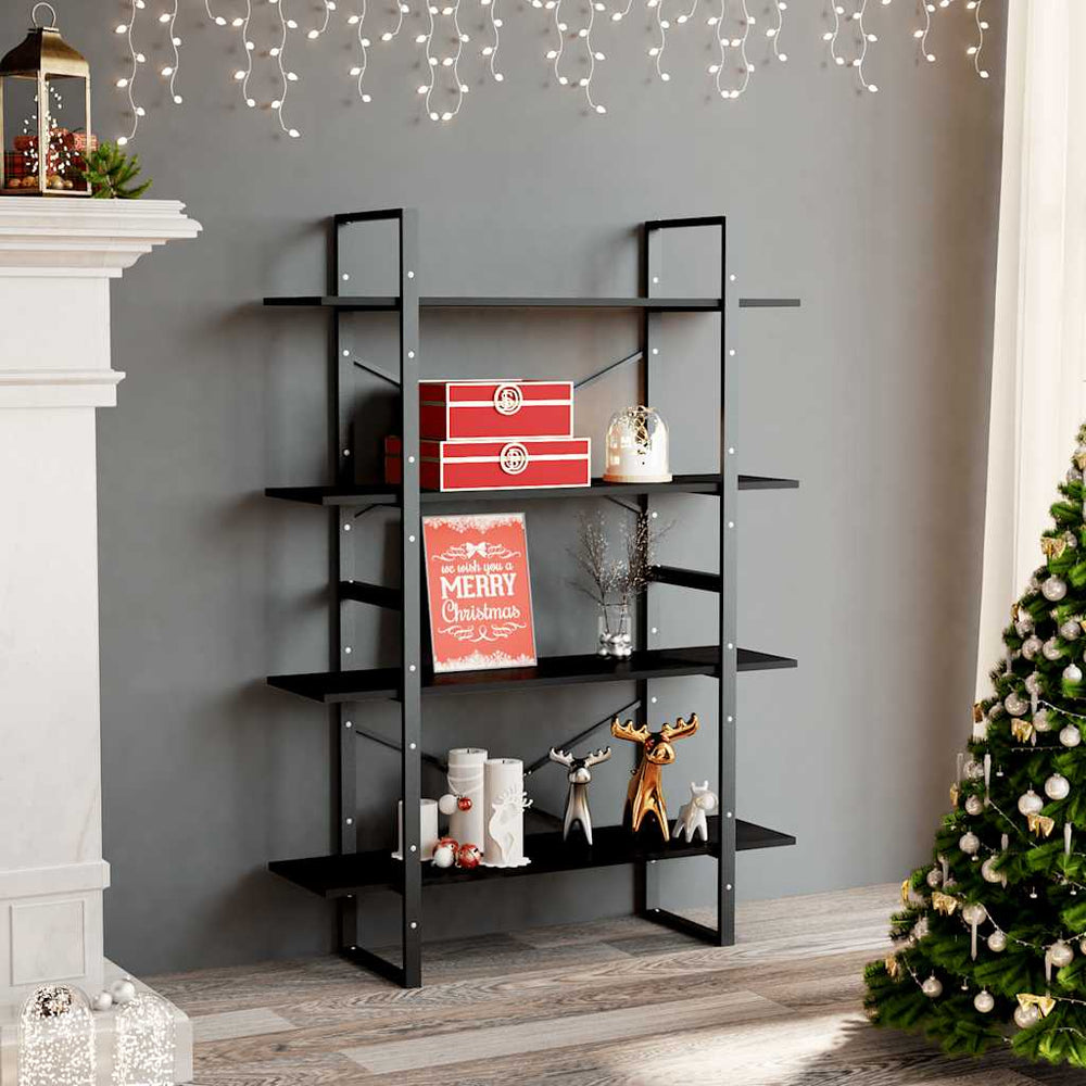 Schwarzes Bücherregal mit 4 Fächern