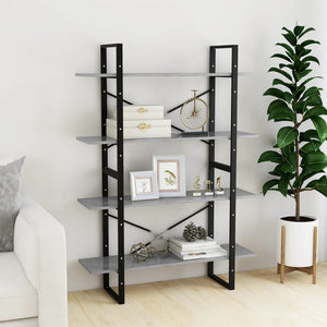 vidaXL Bibliothèque 4 étagères gris béton 100x30x140 cm en bois d'ingénierie