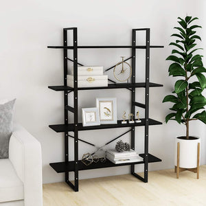 Schwarzes Bücherregal aus Kiefernholz, 4 Böden