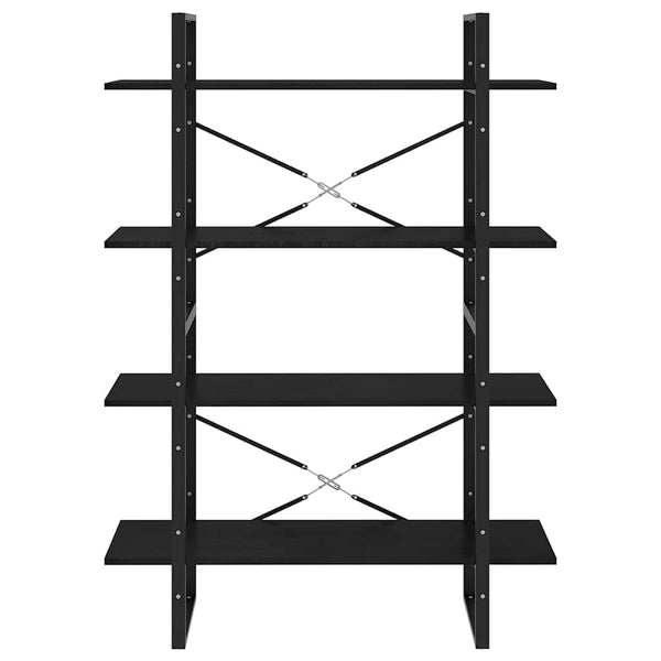 Schwarzes Bücherregal aus Kiefernholz, 4 Böden