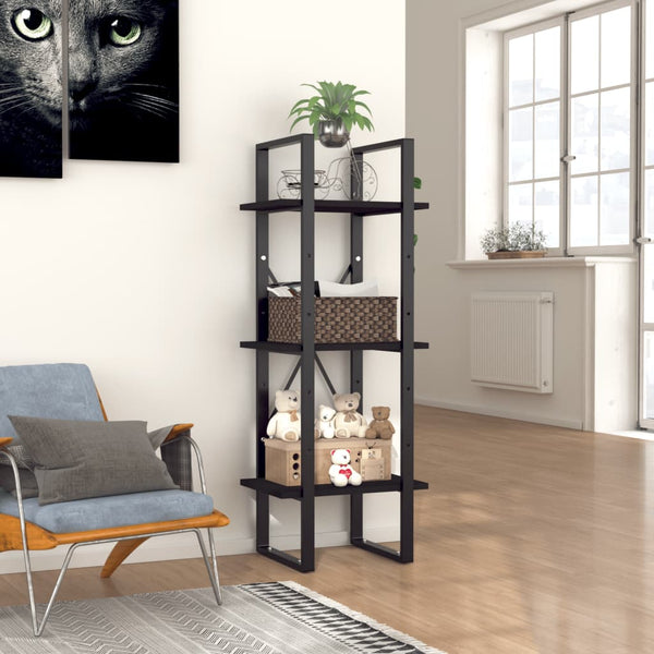 Schwarzes Bücherregal mit 3 Fächern