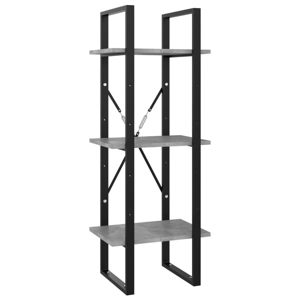 Betongraues Bücherregal mit 3 Fächern
