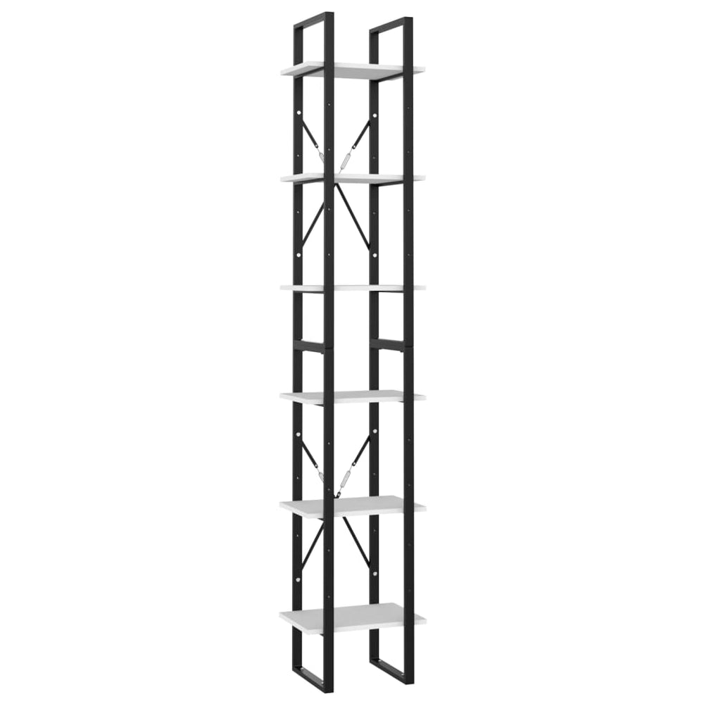 Bücherregal Weiß, 6 Fächer, 210 cm Hoch
