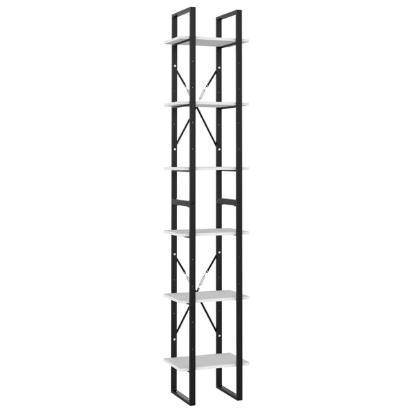 Bücherregal Weiß, 6 Fächer, 210 cm Hoch