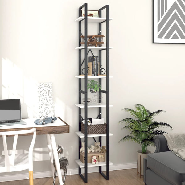 Bücherregal Weiß, 6 Fächer, 210 cm Hoch