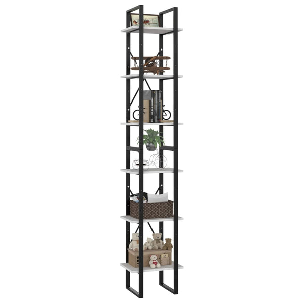Bücherregal Weiß, 6 Fächer, 210 cm Hoch