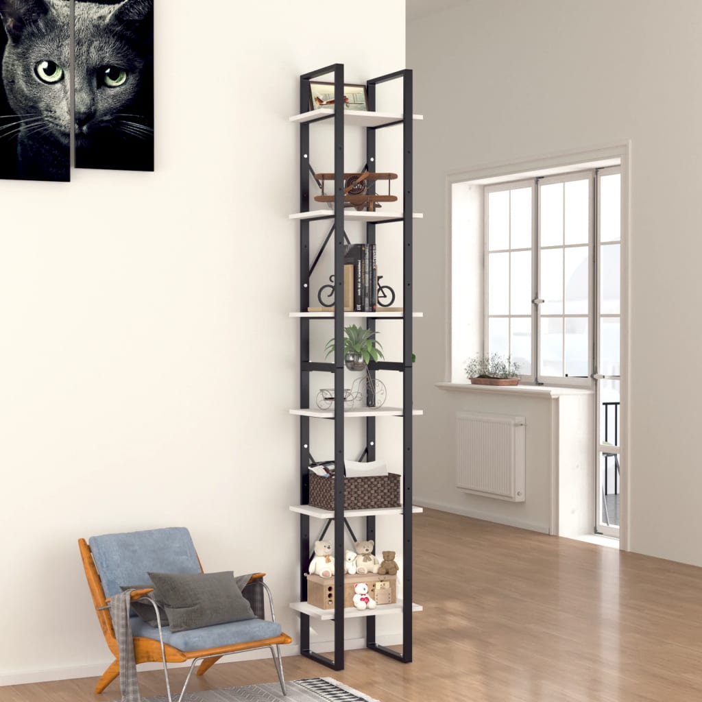 Bücherregal Weiß, 6 Fächer, 210 cm Hoch