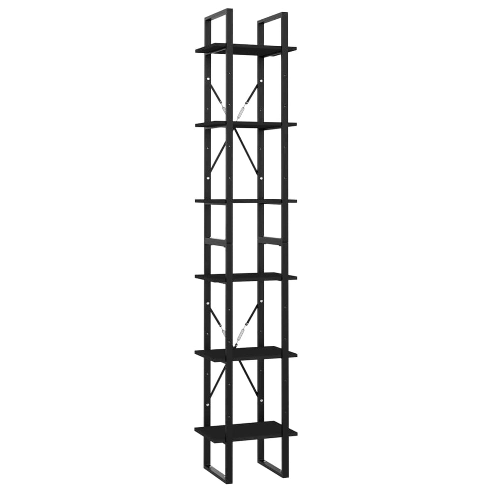 Schwarzes Bücherregal mit 6 Fächern