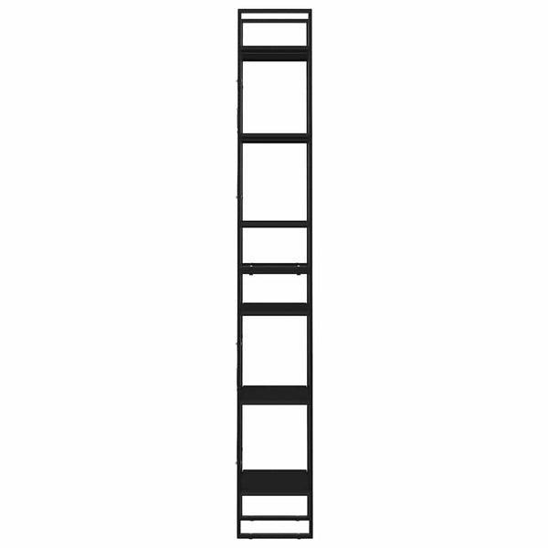 Schwarzes Bücherregal mit 6 Fächern