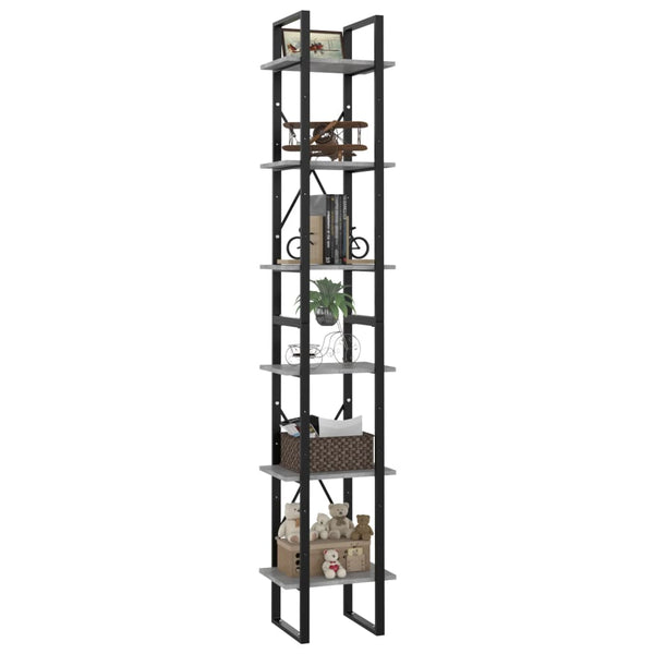 vidaXL Bibliothèque 6 compartiments Gris béton 40x30x210 cm Bois d'ingénierie