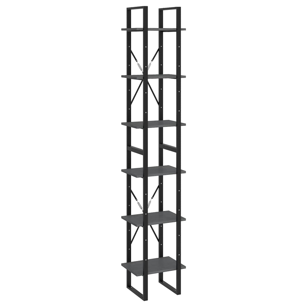Hohes Bücherregal Grau 40x30x210cm Kiefer Massivholz