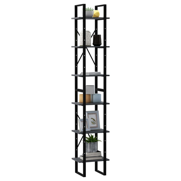 Hohes Bücherregal Grau 40x30x210cm Kiefer Massivholz