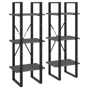 Hohes Bücherregal Grau 40x30x210cm Kiefer Massivholz
