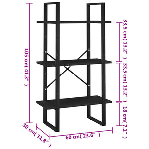 Schwarzes Lagerregal 60x30x105 cm