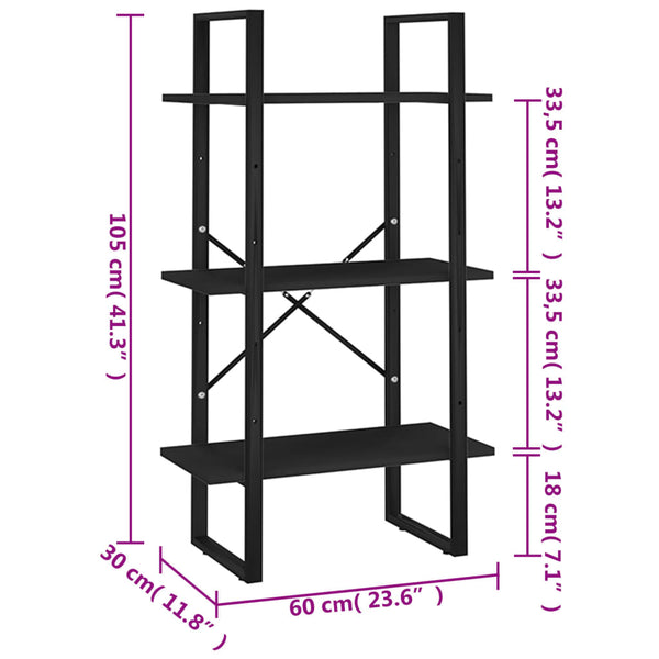 Schwarzes Lagerregal 60x30x105 cm