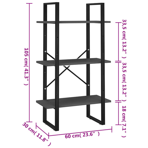 Graues Lagerregal 60x30x105 cm
