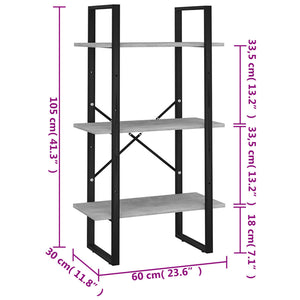 Betongraues Lagerregal 60x30x105 cm