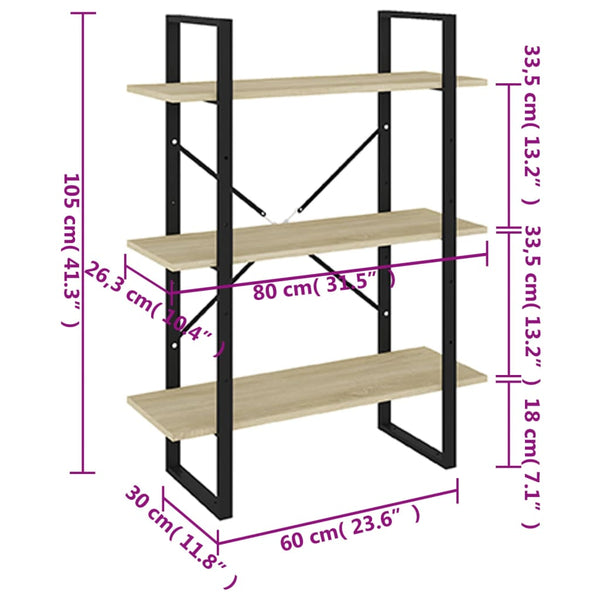 Bücherregal Sonoma Eiche, 80 cm