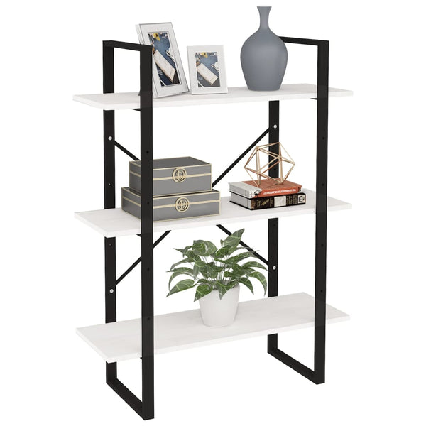 vidaXL Bibliothèque 3 étagères Blanc 80x30x105 cm Bois de pin massif