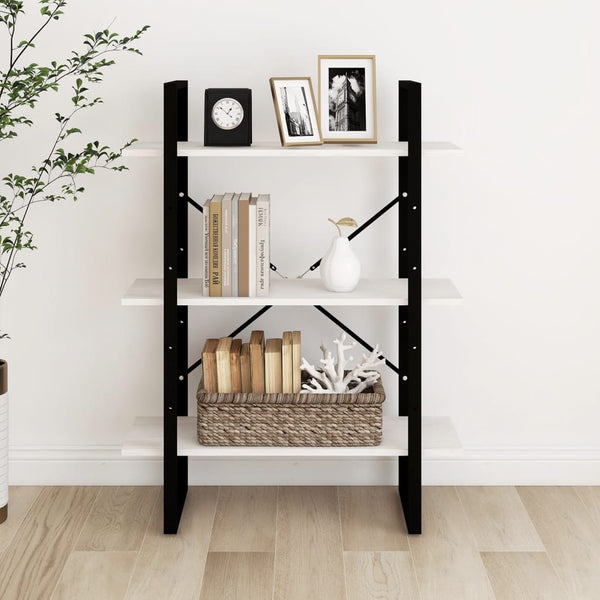 vidaXL Bibliothèque 3 étagères Blanc 80x30x105 cm Bois de pin massif