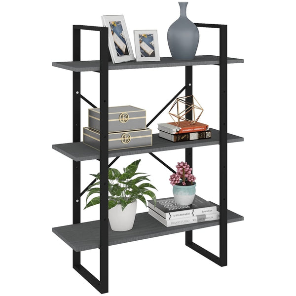 Graues Kiefer Massivholz Bücherregal