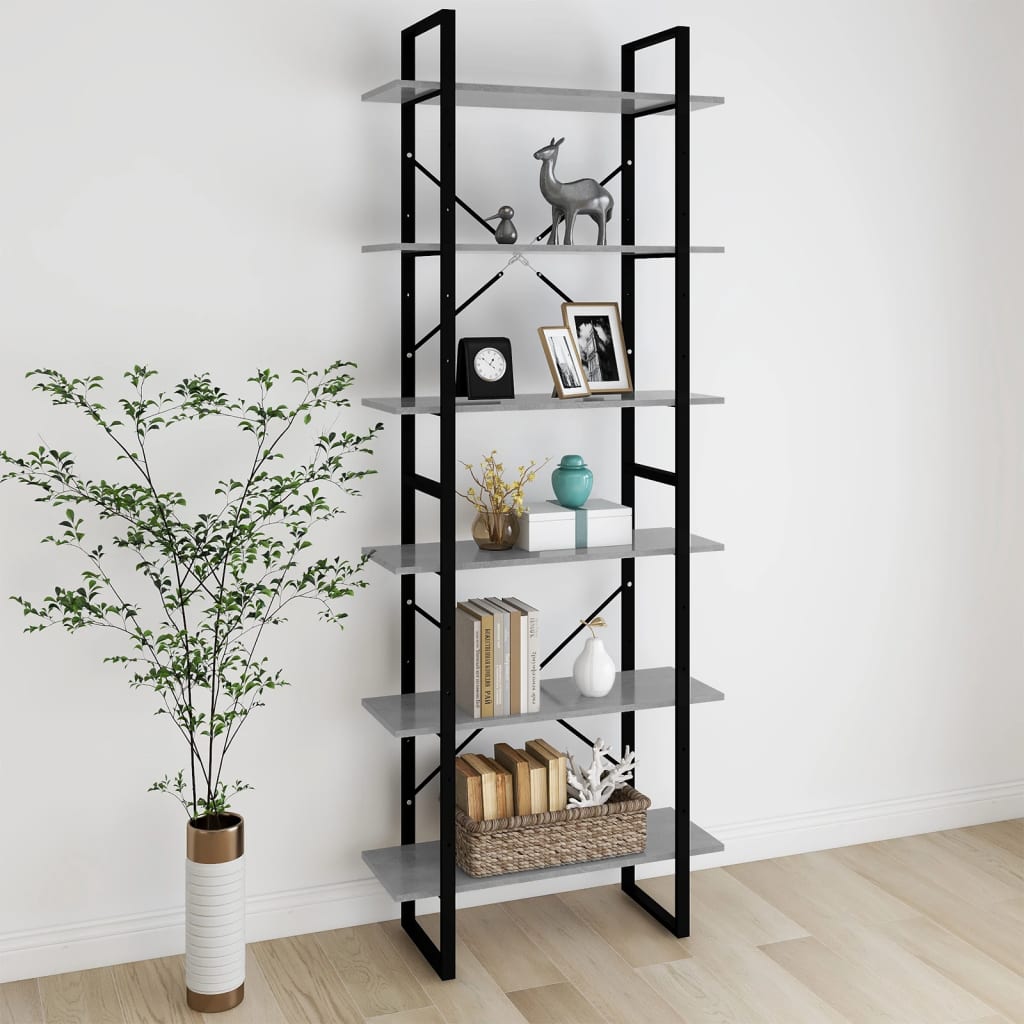 vidaXL Armoire haute gris béton 80x30x210 cm bois d'ingénierie