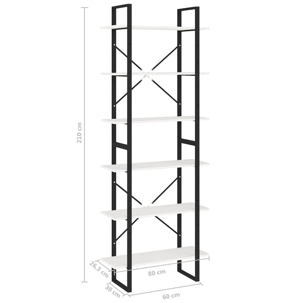 Weißes Standregal 80x30x210cm Kiefer Massivholz
