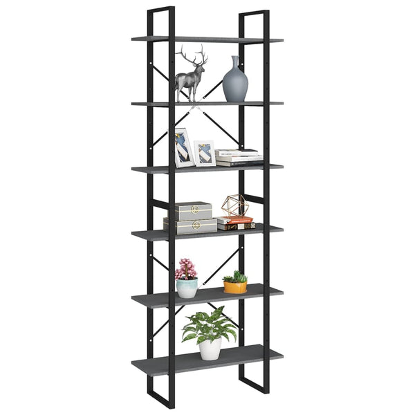 vidaXL Étagère de rangement haute gris 80x30x210 cm pin massif