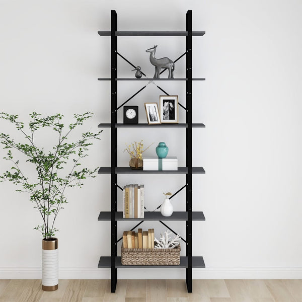 vidaXL Étagère de rangement haute gris 80x30x210 cm pin massif