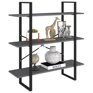 Graues Bücherregal Kiefer Massivholz 100x105 cm