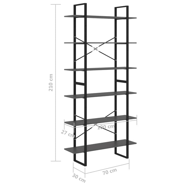 Graues Standregal Kiefer 100x30x210cm