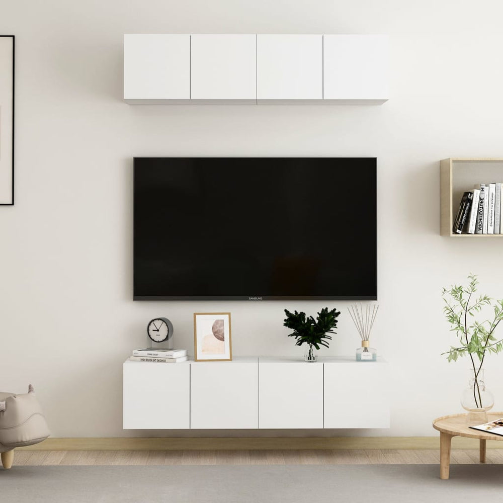 vidaXL Meubles TV 4 pcs Blanc 60x30x30 cm Bois d'ingénierie
