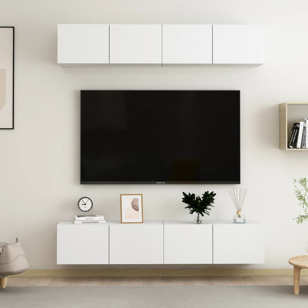 vidaXL Meubles TV 4 pcs Blanc 80x30x30 cm Bois d'ingénierie