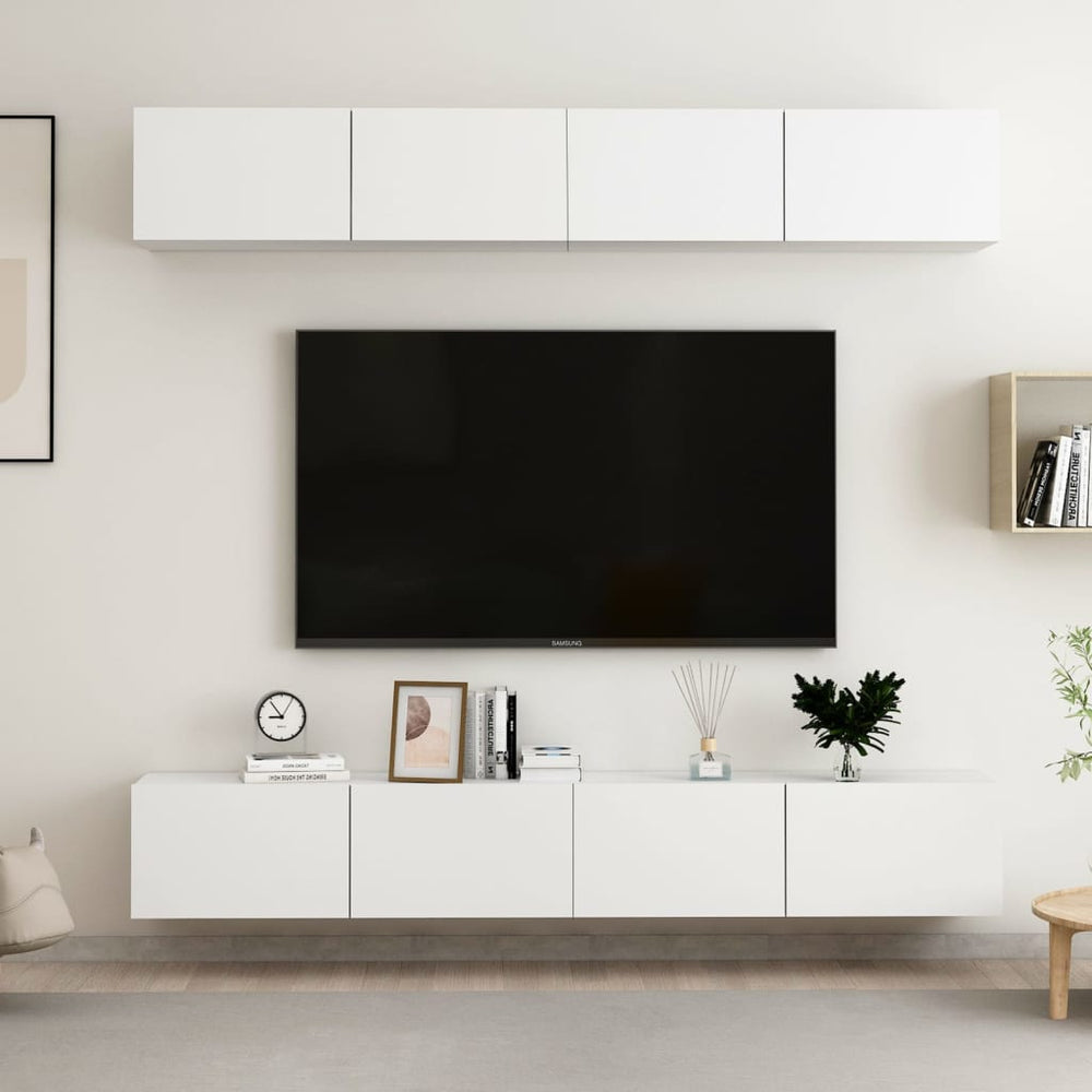 vidaXL Meubles TV 4 pcs Blanc 100x30x30 cm Bois d'ingénierie