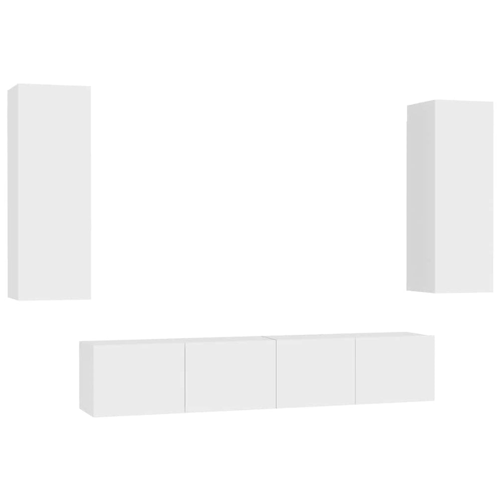 vidaXL Ensemble de 4 meubles TV Blanc Bois d'ingénierie
