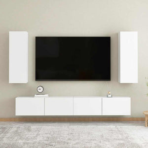 4-tlg. TV-Schrank-Set Weiß Holzwerkstoff