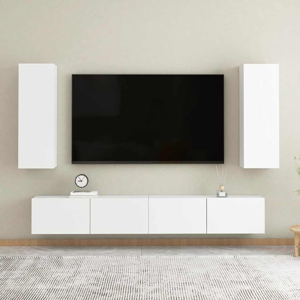 4-tlg. TV-Schrank-Set Weiß Holzwerkstoff