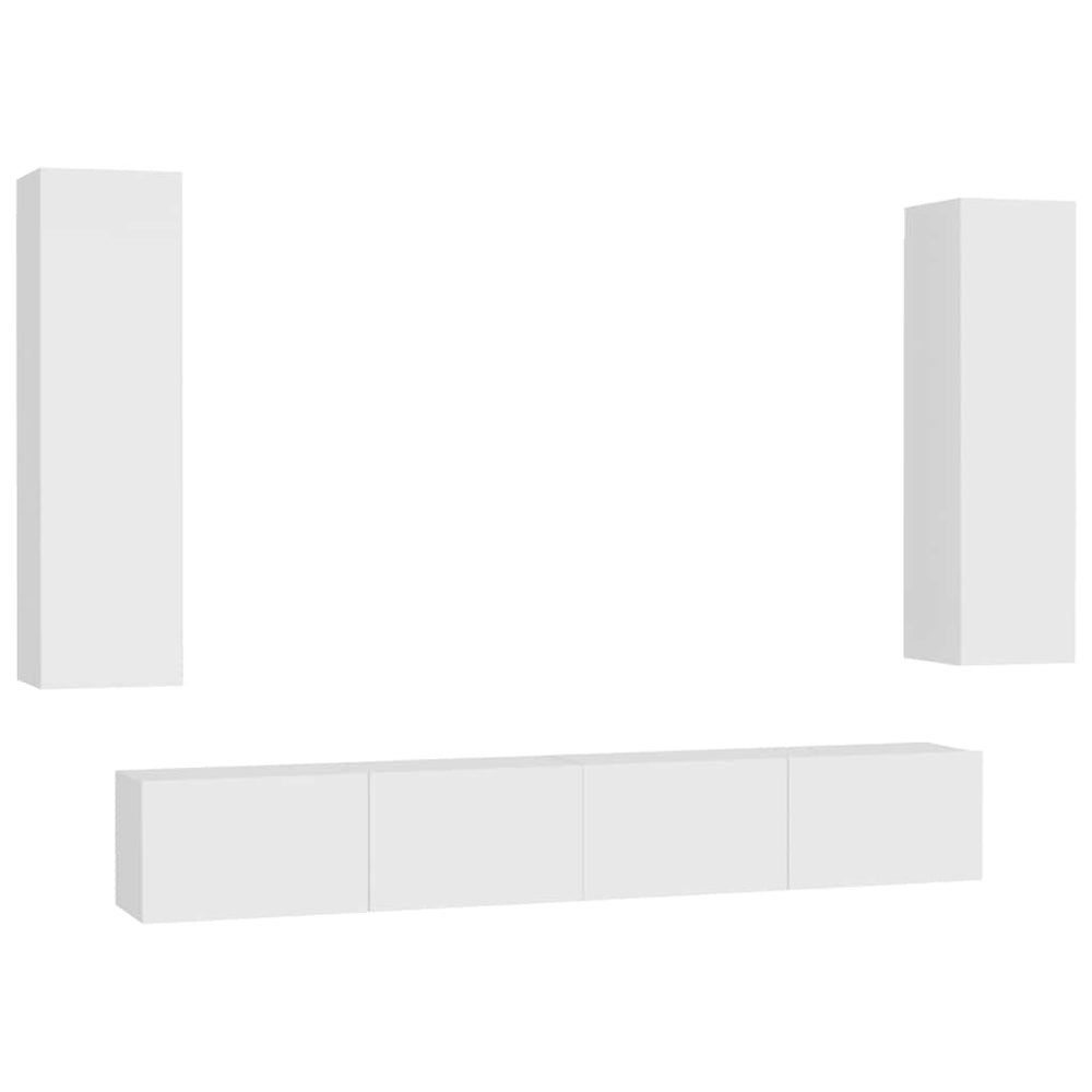vidaXL Ensemble de 4 meubles TV Blanc Bois d'ingénierie