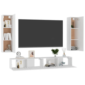 4-tlg. TV-Schrank-Set Weiß Holzwerkstoff