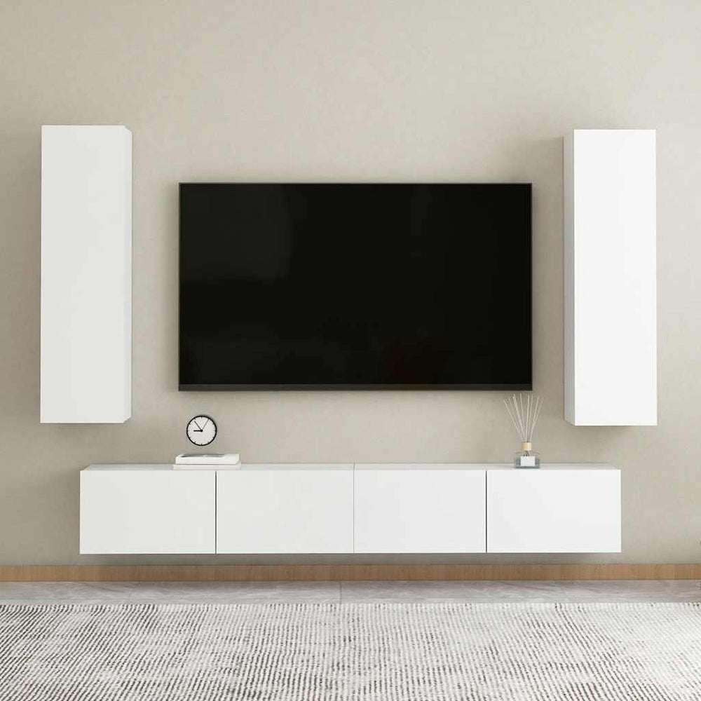 vidaXL Ensemble de 4 meubles TV Blanc Bois d'ingénierie
