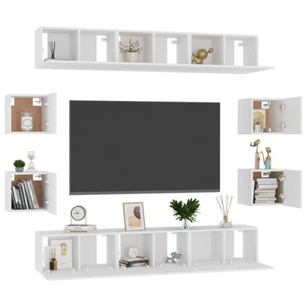 10-tlg. TV-Schrank-Set Weiß Holzwerkstoff