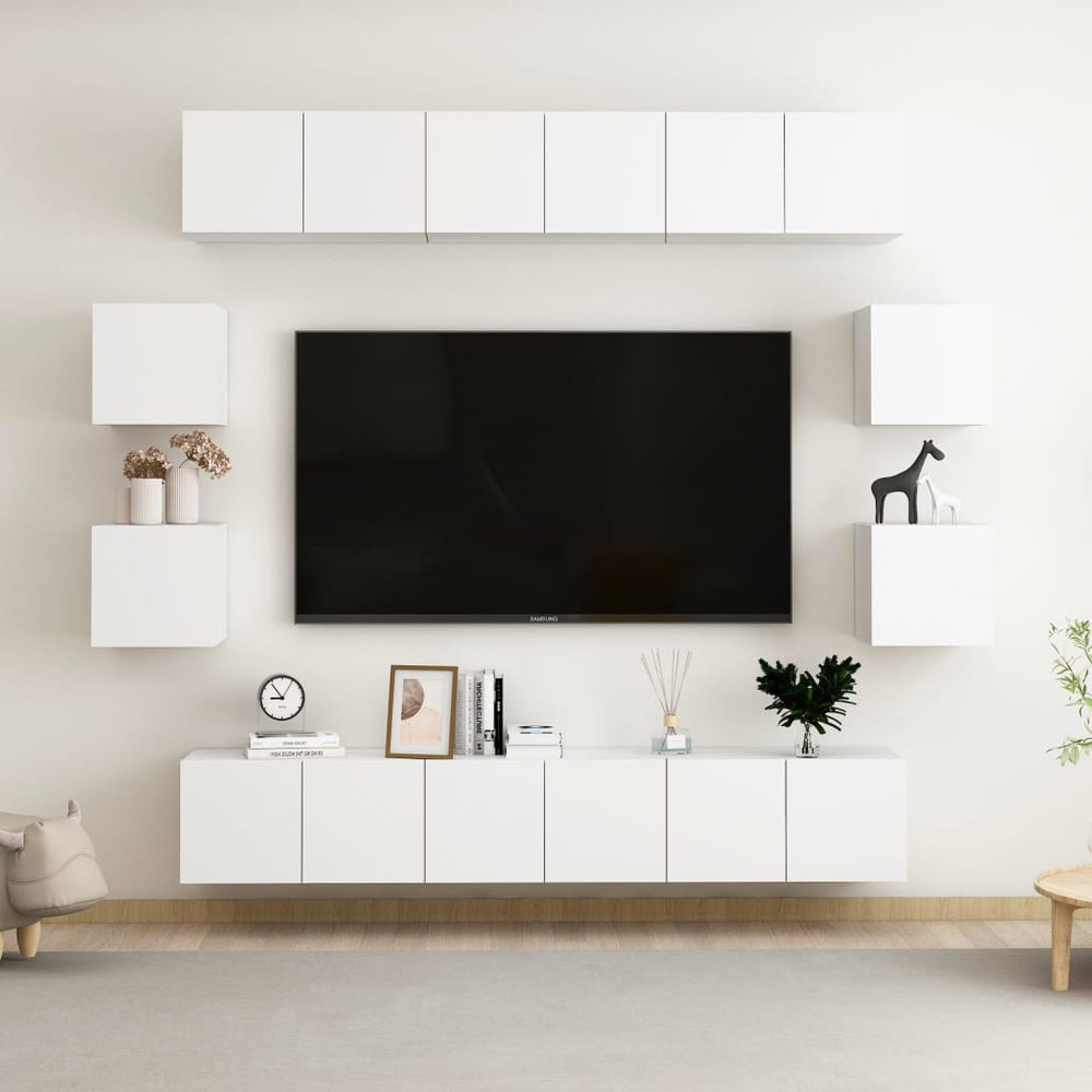 10-tlg. TV-Schrank-Set Weiß Holzwerkstoff