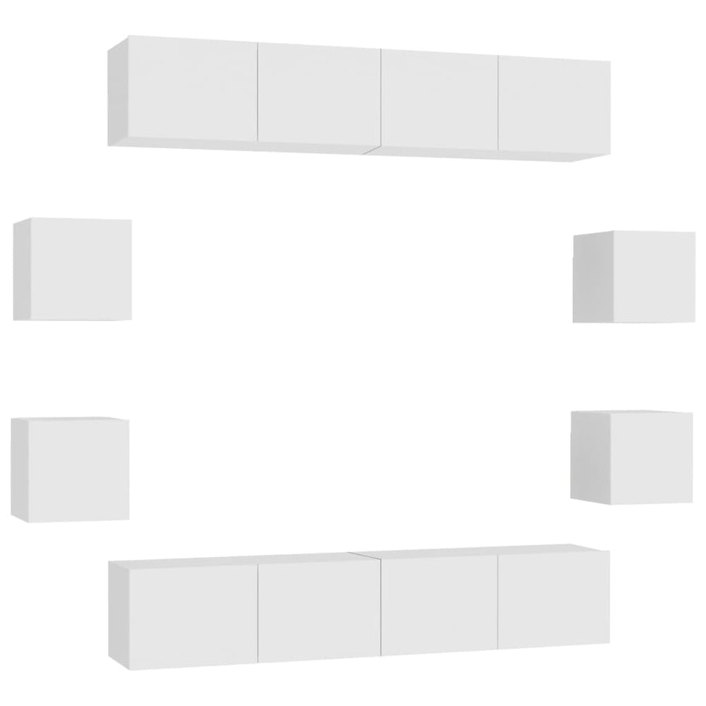 vidaXL Meuble TV 8 pcs blanc bois d'ingénierie