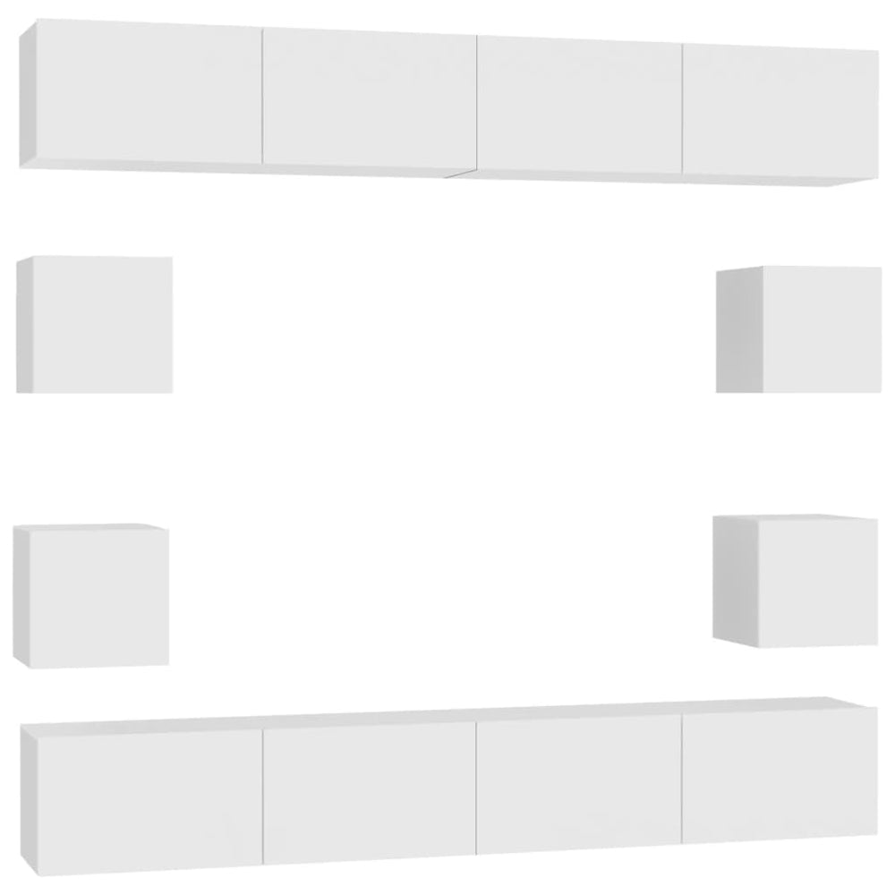 vidaXL Meuble TV 8 pcs blanc bois d'ingénierie