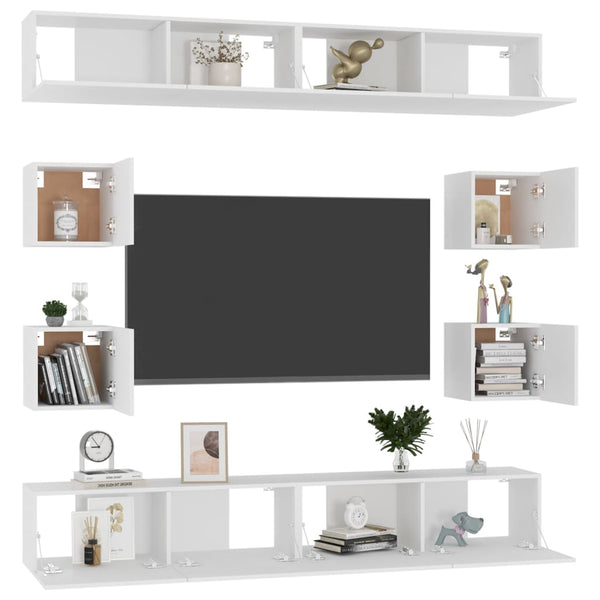 8-tlg. TV-Schrank-Set Weiß Holzwerkstoff