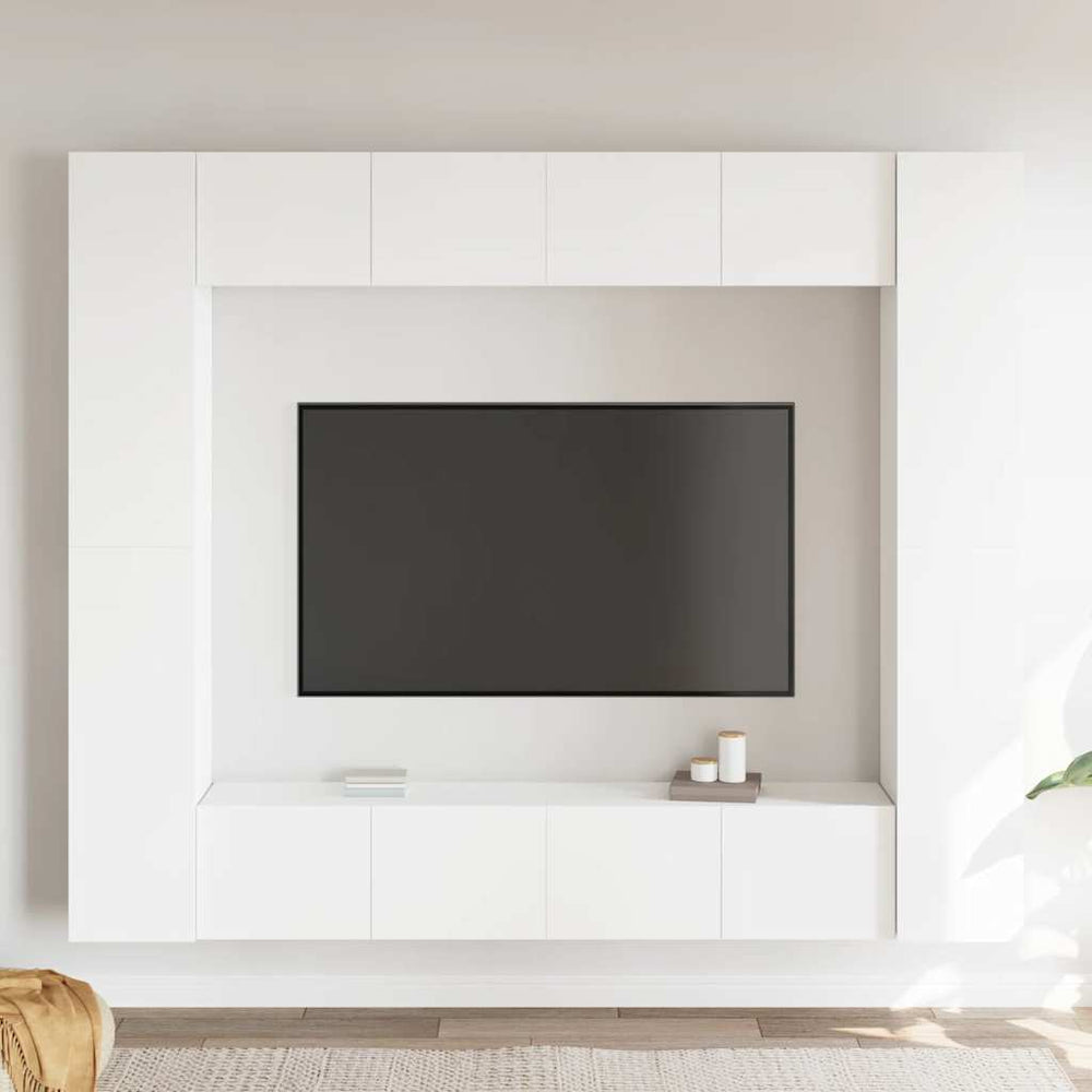 vidaXL Meuble TV 8 pcs blanc bois d'ingénierie