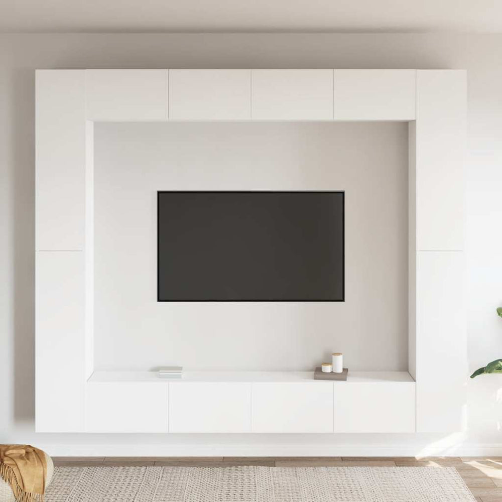 vidaXL Meuble TV 8 pcs blanc bois d'ingénierie