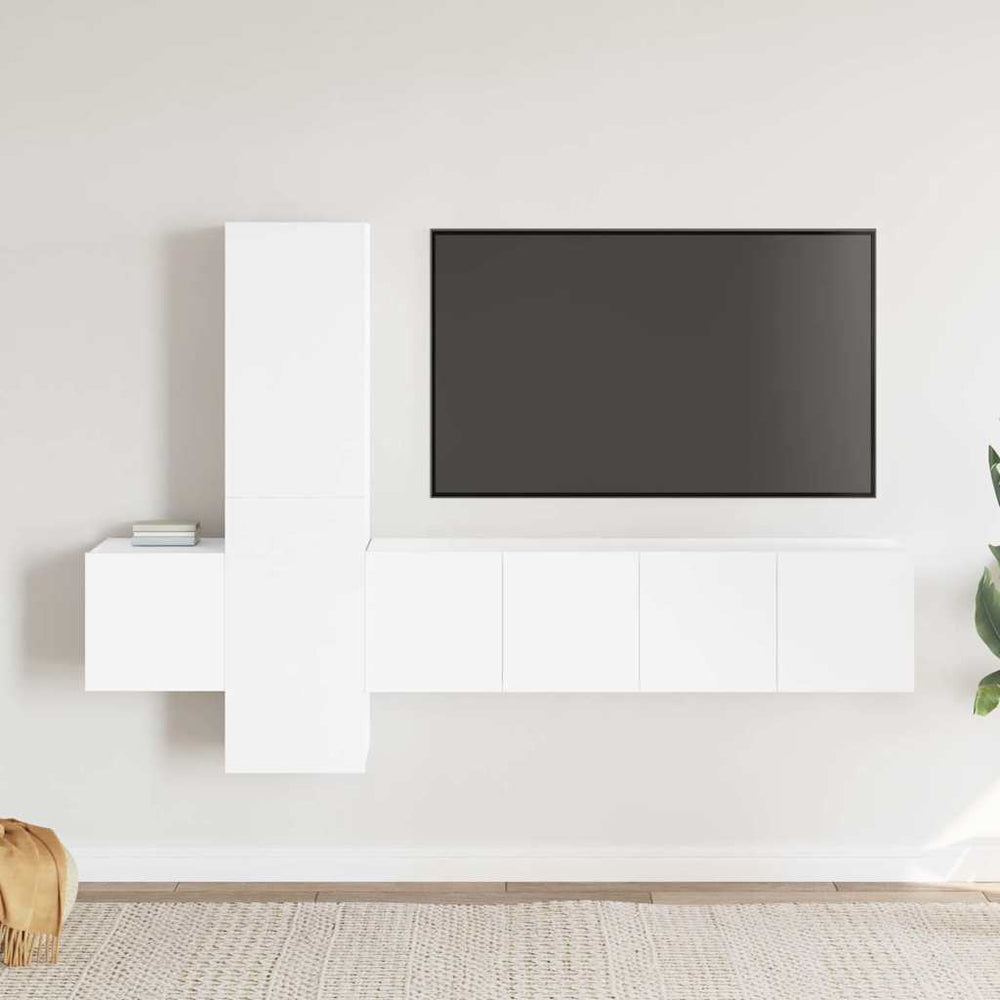 Ensemble de 5 meubles TV vidaXL blanc en bois d'ingénierie
