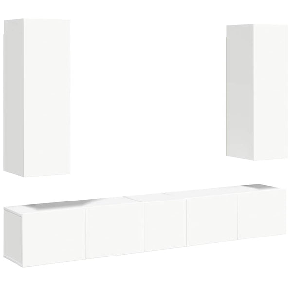 5-tlg. TV-Schrank-Set Weiß Holzwerkstoff