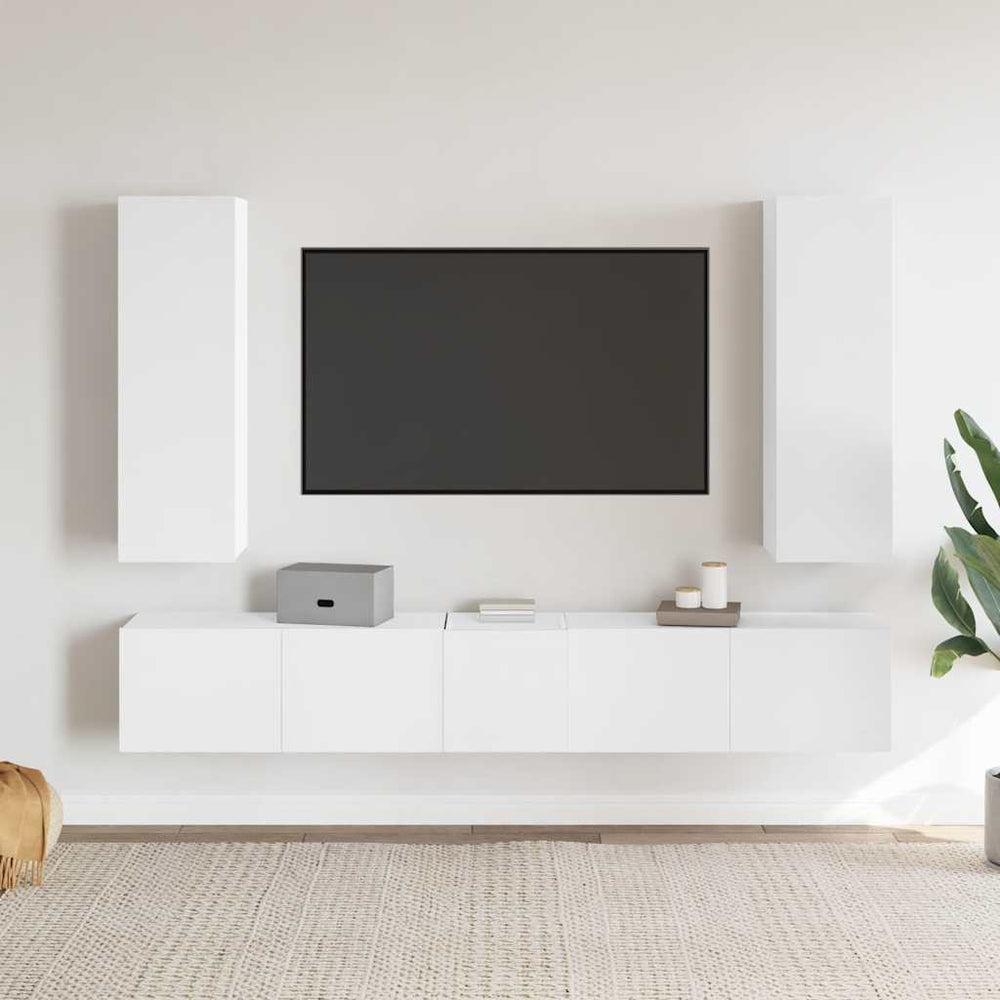 Ensemble de 5 meubles TV vidaXL blanc en bois d'ingénierie